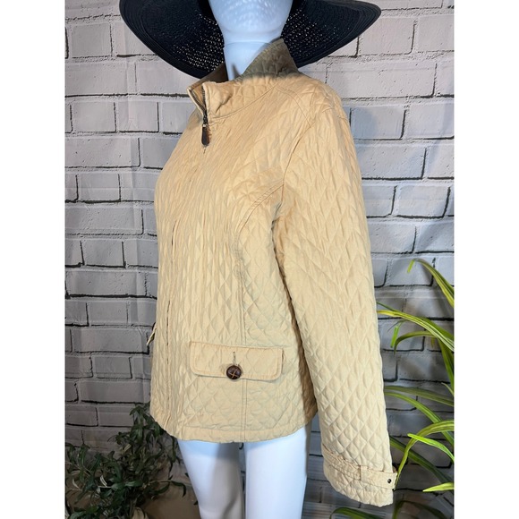 Merona Jackets & Blazers - Merona Womens XL Tan Beige Quilted Barn Jacket Full Zip Lightweight Equestrian